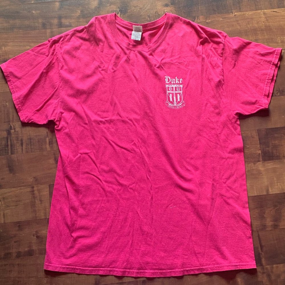 Vintage Duke University T-Shirt Bright Pink & White - Size XL - Picture 1 of 11